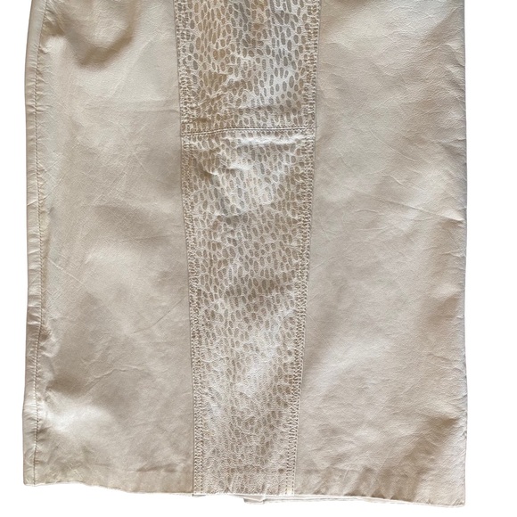 VTG leather skirt white and silver genuine leather long skirt 1980s 80s - Picture 6 of 11